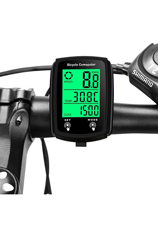 Bisiklet Hız Göstergesi Kilometre Sayacı Su Geçirmez Dijital Bisiklet Yol Bilgisayarı-19 Fonksiyonlu