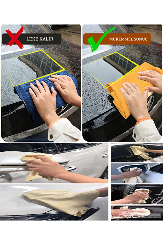 2 Adet 50x70cm Taba Renk, Profesyonel Sentetik Güderi Bez,  Yıkama Bezi,  Kurulama Bezi