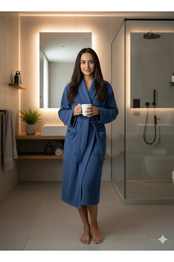 Bukle Bornoz, Şal Yaka Bornoz ,%100 Pamuklu Kadın  Erkek Unisex Bornoz