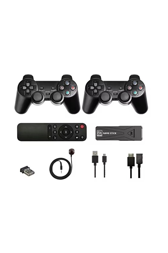 Yeni Versiyon 8K Ultra HD Game Box+Android TV 36500 Oyunlu 5g 64 GB Tv Game Stick Oyun Konsolu+2 Kol