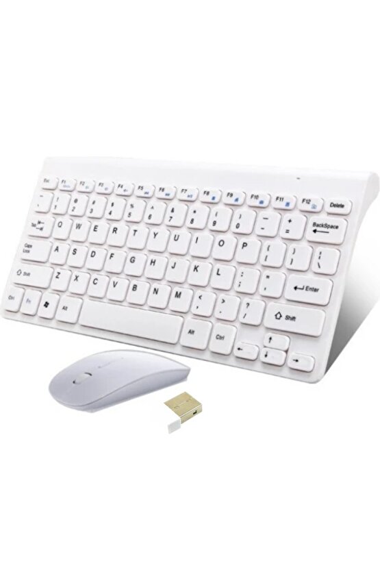 General Mobile E-Tab 20 10.1 Tablet Uyumlu Kablosuz Taşınabilir Q Klavye Ve Mouse Set BEYAZ