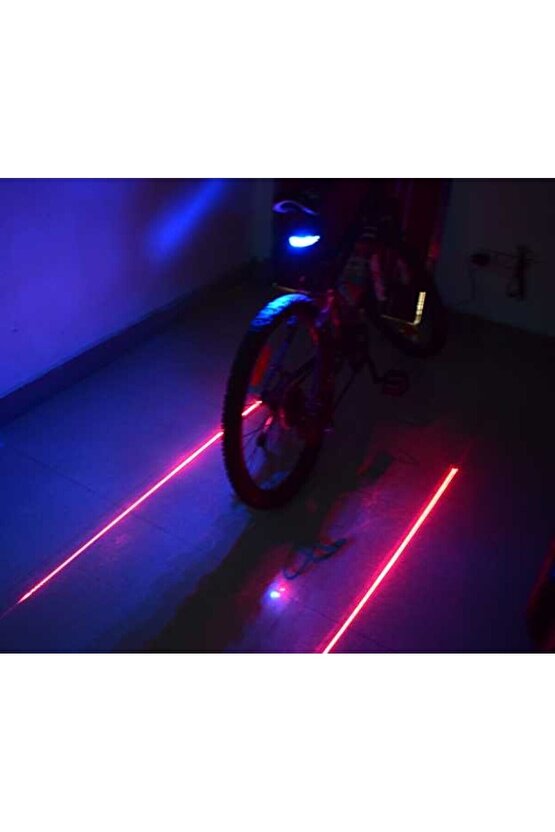 Çok Fonksiyonlu Pilli Bisiklet Led Lazer Şerit Işığı Arka Stop Lambası