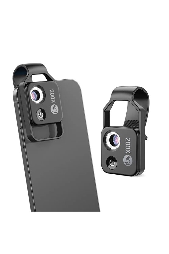 200x Hd Led Işıklı Taşınabilir Cep Telefonu Mikroskobu Cpl Lens (siyah)