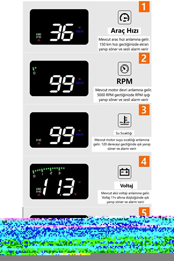 Hararet Motor Su Sıcaklık Göstergesi Saati Olmayan Araçlar Için Harici Dijital Gösterge Ekranı Obd