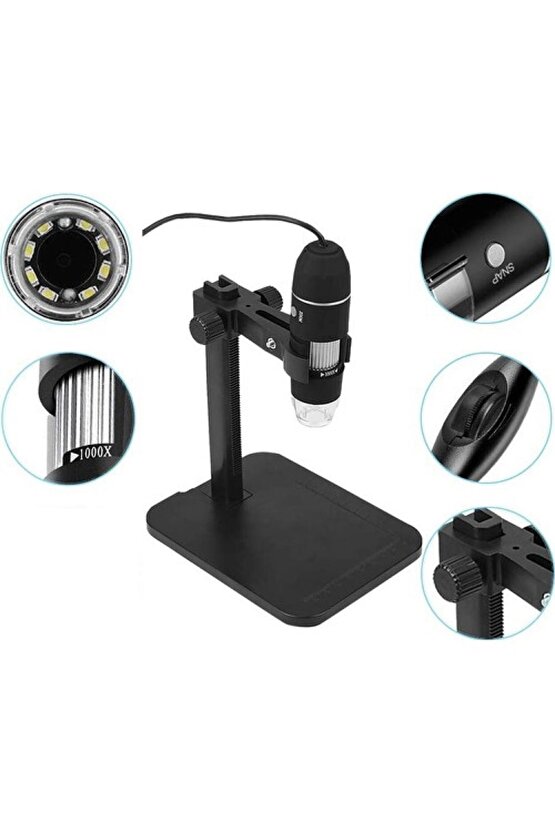 Taşınabilir Usb2.0 Dijital Mikroskop 1000x Elektronik Endoskop 8 Led 2 Mp Pratik Büyüteç Mikroskop