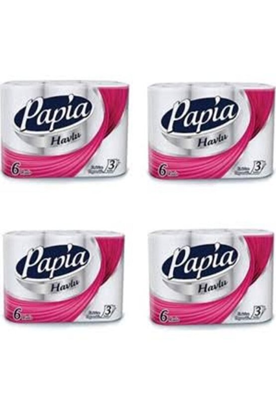 PAPİA 4 Adet 6 Li 3 Katlı Papia Havlu Kağıt