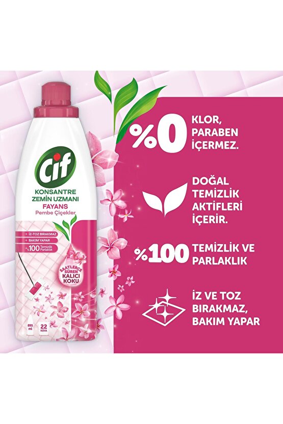 Konsantre Zemin Uzmani Fayans Pembe Çiçekler 895 ml