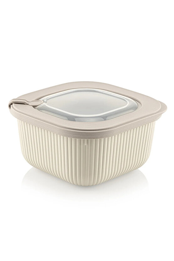 3lü Mikrodalga Ve Difrize Uygun Vip Kapaklı Özel Saklama Kabı Seti Bej