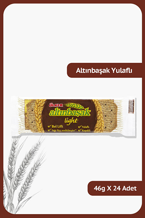 ALTINBAŞAK Light Yulaflı, Bol Lifli, Kepekli Kraker - 46 gram - 24 Adet