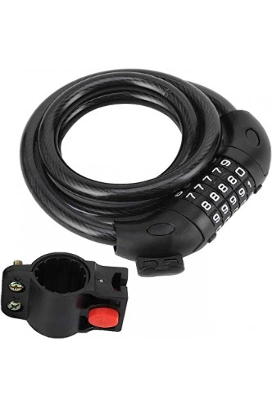 Motosiklet Bisiklet 5 Haneli Şifreli Halat Kilit 15x1200 Kendinden Kıvrılan Model