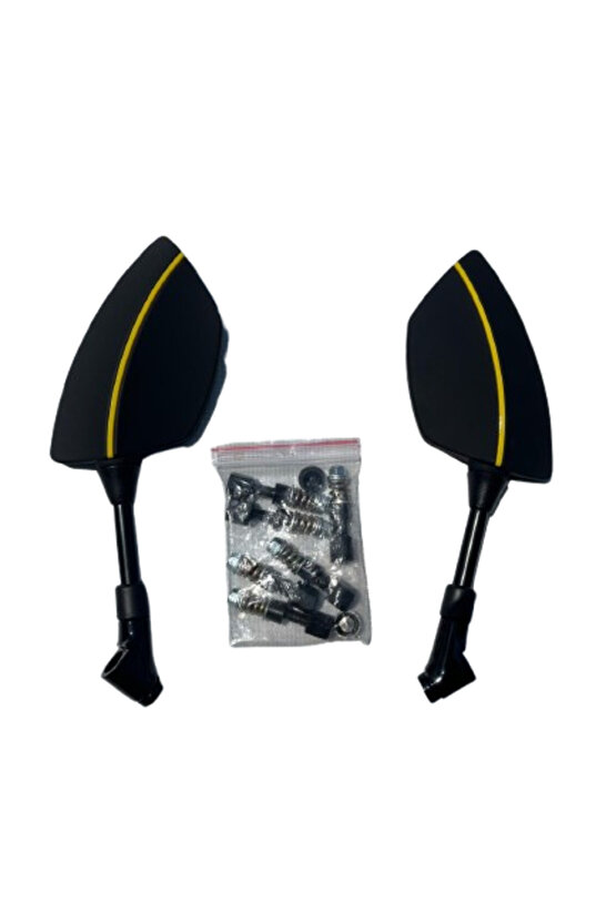 Motosiklet Ayna 426 Sarı Şeritli Üniversal 8-10 mm Uyumlu Marka Model Fark Etmez