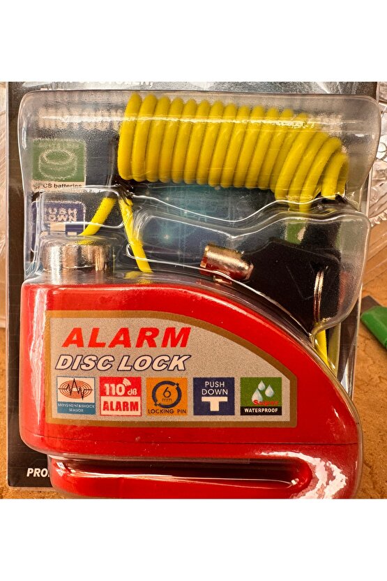 110 Db rastgele renkler Motosiklet Alarmlı Disk Kilidi Hatırlatma Kablolu( Yuvarlak ve Düz Kilit)