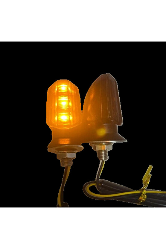 Motosiklet Sinyal Lamba Üniversal 12V Füme Cam Sarı Led 2Li