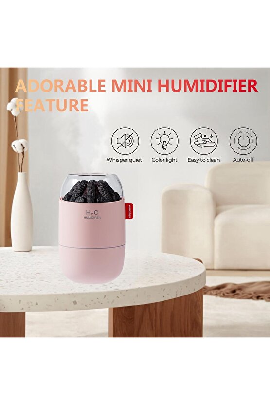 ODA HAVA NEMLENDİRİCİ HUMUDİFİER 280ML LED IŞIKLI BUHAR MAKİNESİ EV OFİS ARAÇ İÇİN UYGUN