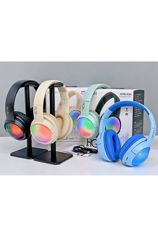 RGB LED IŞIKLI KABLOSUZ KULAKLIK BLUETOOTH ŞARJLI KULAKÜSTÜ WİRELESS HEADPHONES MİKROFONLU