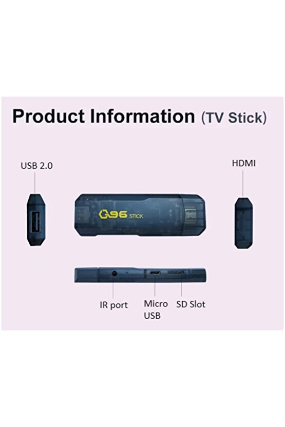 Q96 TV STİCK 4k Ultra Hd Android Tv Box Tv Stick Ram:8gb Rom:128gb Android 11 Media Player