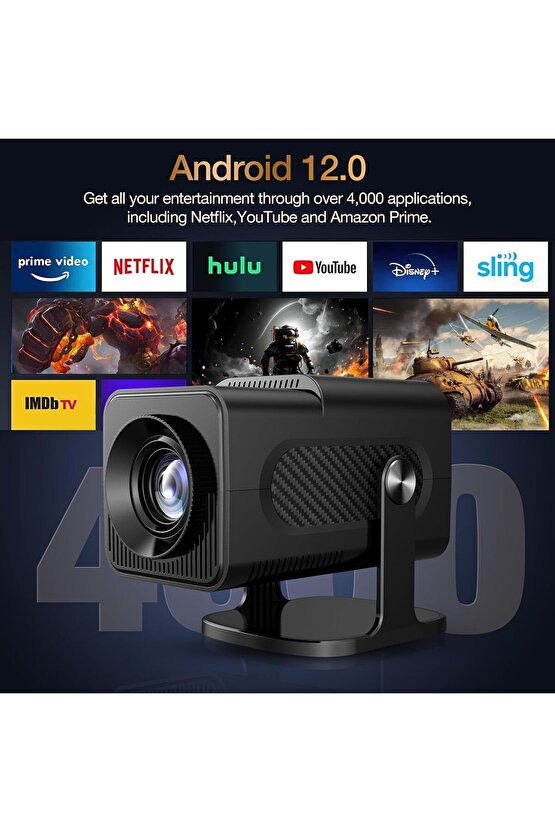 HY320MAX ANDROİD PROJEKTÖR + GAME PROJECTOR ULTRA HD 4K EV SİNEMA YANSITMA OYUN PROJEKSİYON CİHAZI