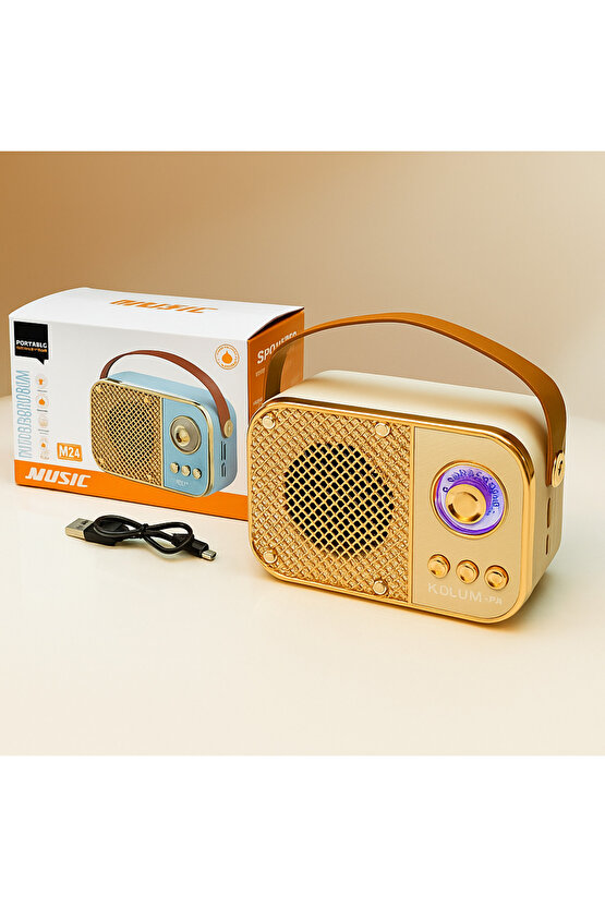 M24 ŞARJLI BLUETOOTH HOPARLÖR 5W MİNİ RADYO SD KART USB GİRİŞLİ SES BOMBASI TWS ÖZELLİKLİ