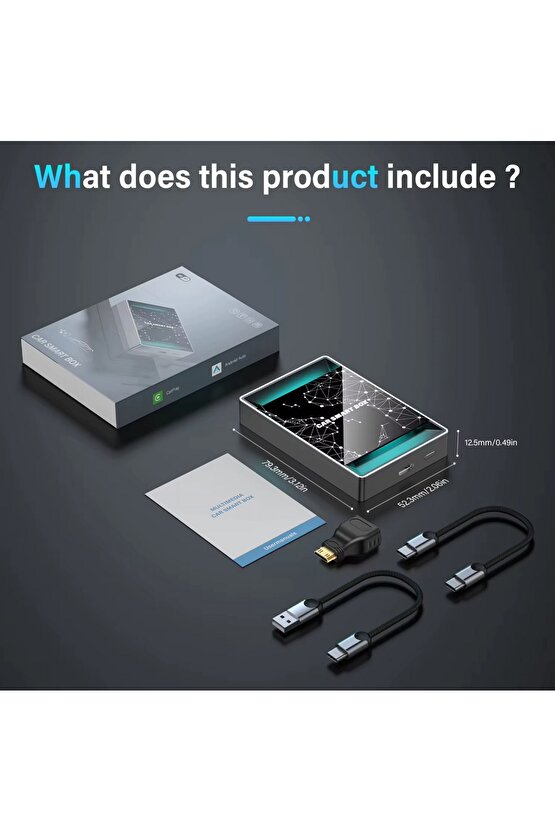 Kablosuz Carplay Android Auto Box Türkçe Dil 2 Gb Ram 16 Gb Rom 3 in 1 Wifi Hdmi Bt