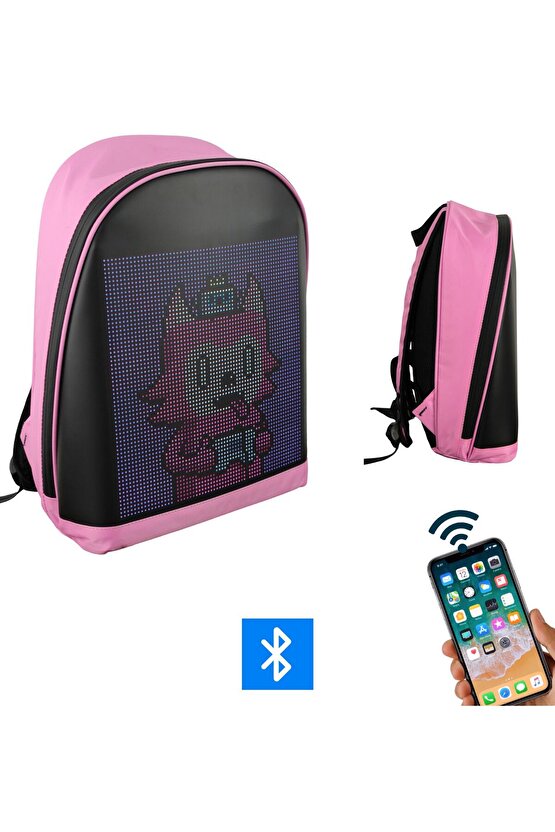 Led Ekranlı Motorsiklet Çantası Bluetooth APP Kontrollü Okul Sırt Çantası Gift Yazı Resim Pixell