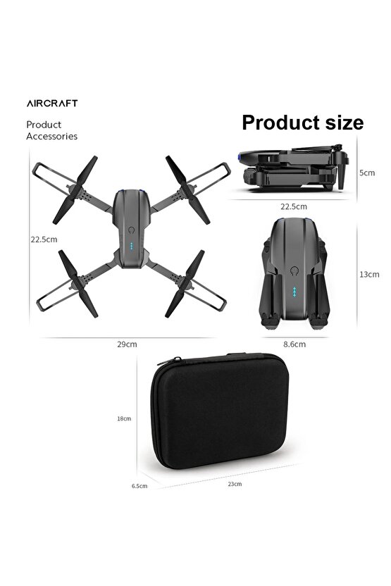 ÇİFT KAMERA DRONE UZAKTAN KUMANDA APP DESTEKLİ QUADCOPTER TEK TUŞ İNİŞ KALKIŞ