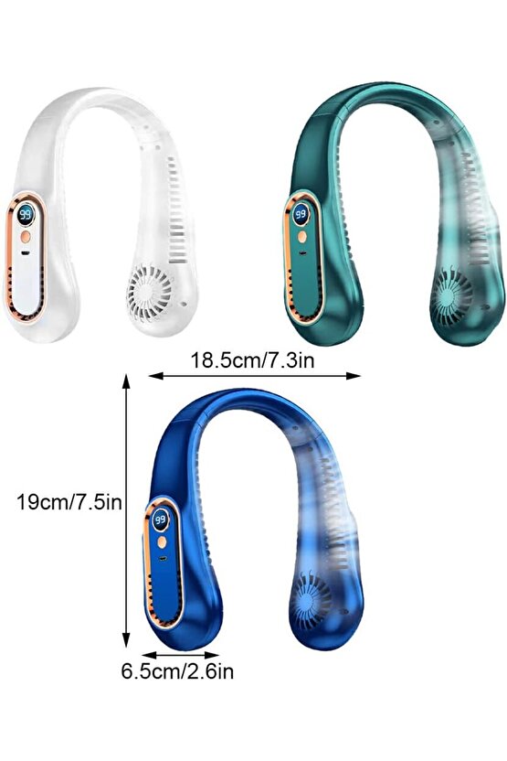 LED GÖSTERGELİ BOYUN FANI ŞARJLI TAŞINABİLİR SERİNLETİCİ VANTİLATÖR 5 HIZ AYARLI BOYUNLUK FAN
