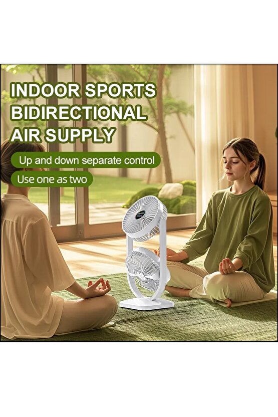 ŞARJLI MASAÜSTÜ ÇİFTLİ VANTİLATÖR MİNİ SERİNLETİCİ FAN