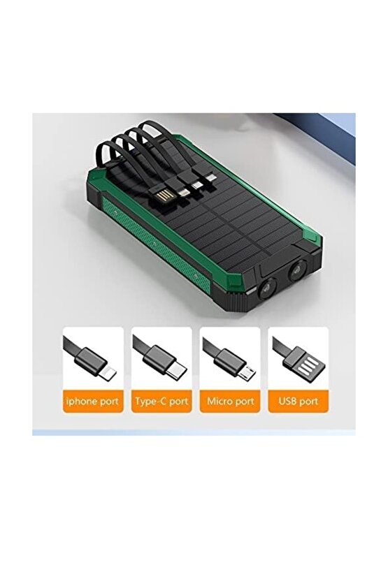 10000MAH POWERBANK SOLAR GÜNEŞ ENERJİLİ WİRELESS KABLOSUZ ŞARJ ÖZELLİKLİ TAŞINABİLİR ŞARJ LED IŞIKLI
