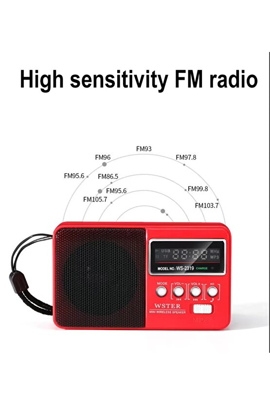 Mini Fm Radyo Şarjlı Bluetooth Speaker Sd Kart Usb Girişli Kablosuz Hoparlör Deprem Radyosu