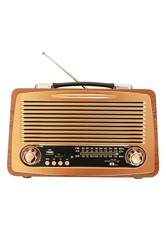 NOSTALJİK RADYO BLUETOOTH SPEAKER ŞARJLI SD KART USB GİRİŞLİ MP3 ÇALAR KABLOSUZ HOPARLÖR