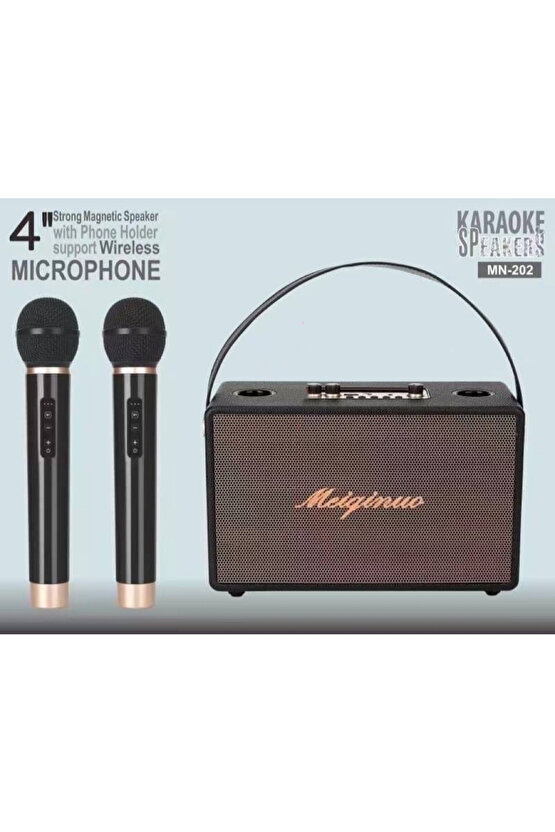 ÇİFT MİKROFONLU BLUETOOTH SPEAKER ŞARJLI KABLOSUZ KARAOKE HOPARLÖR PARTY BOX SES BOMBASI