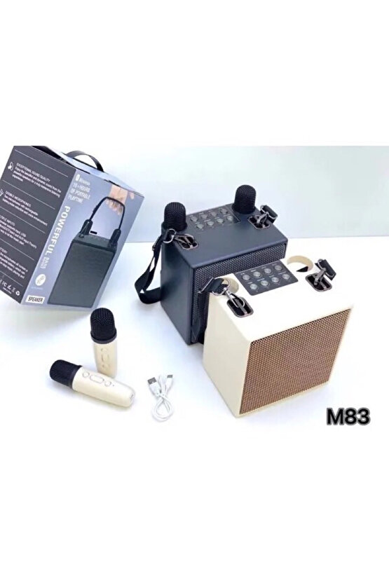 ÇİFT MİKROFONLU BLUETOOTH SPEAKER ŞARJLI KABLOSUZ KARAOKE HOPARLÖR PARTY BOX SES BOMBASI