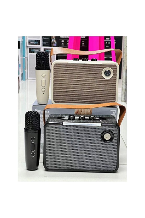 MİKROFONLU BLUETOOTH SPEAKER ŞARJLI KABLOSUZ KARAOKE HOPARLÖR PARTY BOX SES BOMBASI