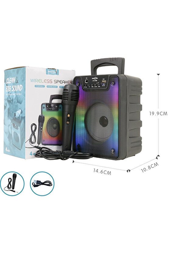 BLUETOOTH SPEAKER KABLOSUZ ŞARJLI HOPARLÖR LED IŞIKLI PARTY BOX MİKROFONLU SES BOMBASI