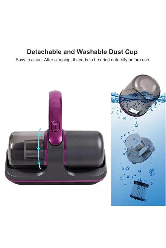 ŞARJLI YATAK SÜPÜRGESİ 100W KABLOSUZ TOZ TOPLAMA UV IŞIKLI AKAR TEMİZLEME CİHAZI