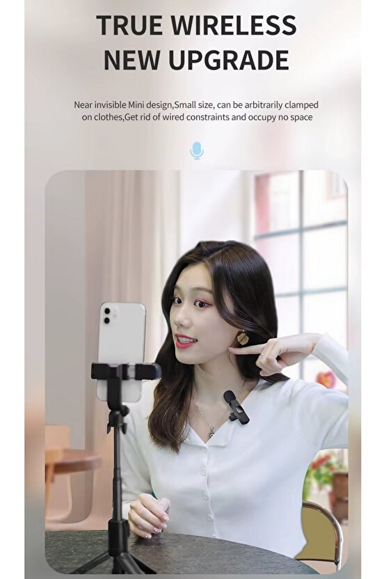 İPHONE İPAD ANDROİD KABLOSUZ TEKLİ YAKA MİKROFONU LİGHTNİNG-TYPE C GİRİŞLİ YOUTUBE VİDEO CANLI YAYIN