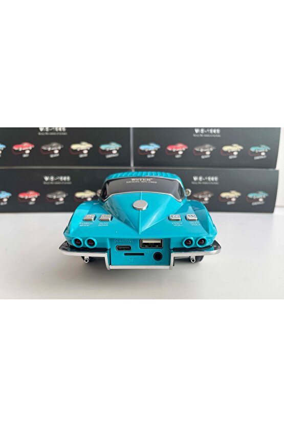 CHEVROLET NOSTALJİK ARABA BLUETOOTH SPEAKER ŞARJLI LED IŞIKLI KABLOSUZ HOPARLÖR FM SD KART USB