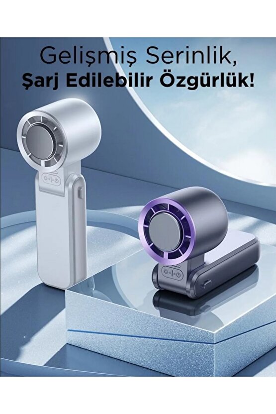ŞARJLI EL FANI LED GÖSTERGELİ MİNİ KLİMA SERİNLETİCİ VANTİLATÖR BOYUN ASKI İPLİ KATLANABİLİR