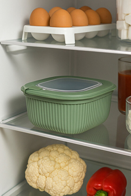 3lü Renkli Kilitli Kapaklı Saklama Kabı Difrize Mikrodalga ve Buzdolabı Uyumlu Düzenleyici
