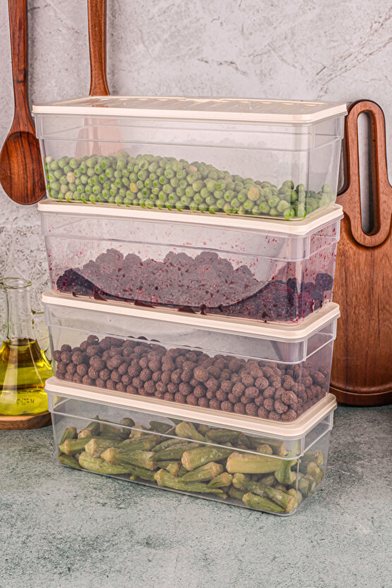 4lü Buzdolabı Düzenleyici Organizer Mikrodalga Ve Difrize Uygun Saklama Kabı Antrasit Set