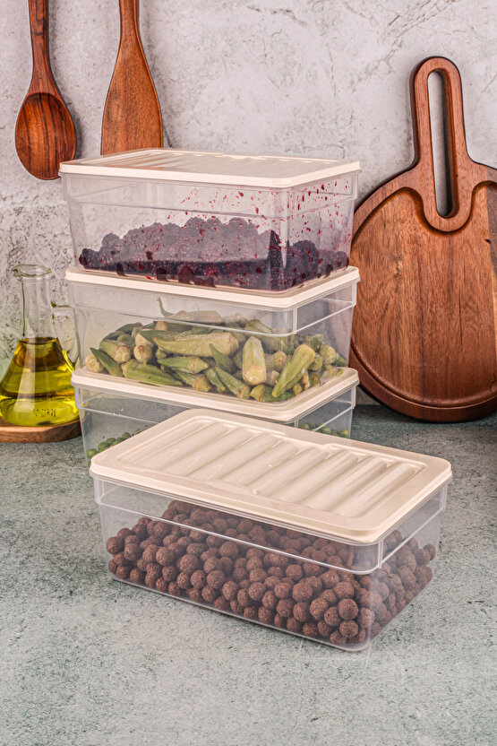 4lü Buzdolabı Düzenleyici Organizer Mikrodalga Ve Difrize Uygun Saklama Kabı Antrasit Set