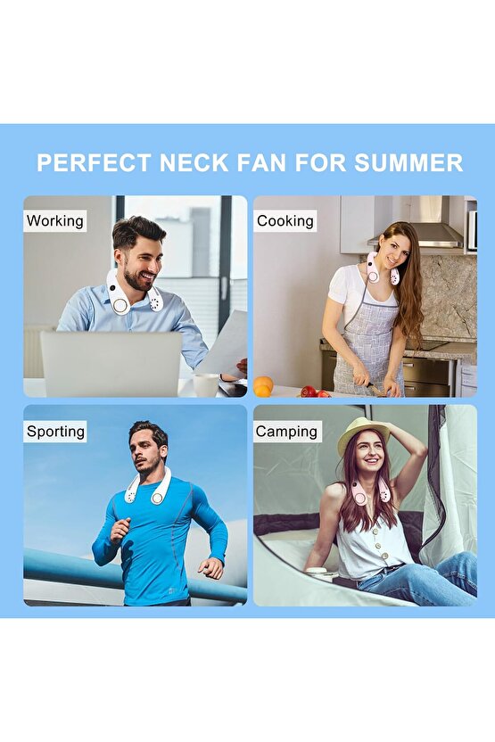 BOYUNA TAKILAN FAN MİNİ KLİMA SERİNLETİCİ VANTİLATÖR LED EKRANLI 3 SEVİYE ŞARJLI BOYUNLUK FAN