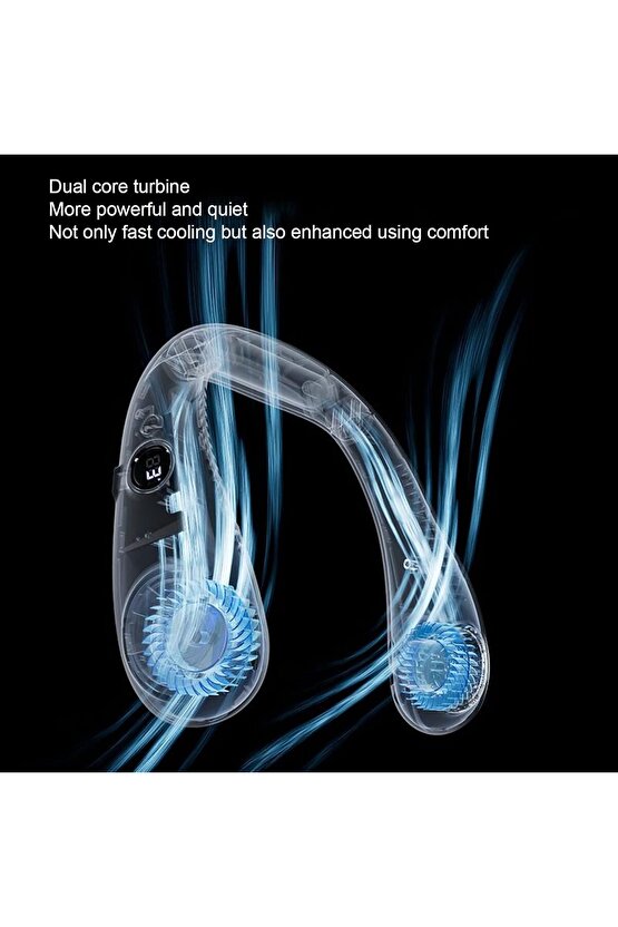 BOYUNA TAKILAN FAN MİNİ KLİMA SERİNLETİCİ VANTİLATÖR LED EKRANLI 3 SEVİYE ŞARJLI BOYUNLUK FAN