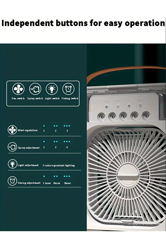 BUZLU FAN TAŞINABİLİR SU BUHARI PÜSKÜRTMELİ KLİMA SERİNLETİCİ VANTİLATÖR ODA HAVA NEMLENDİRİCİ