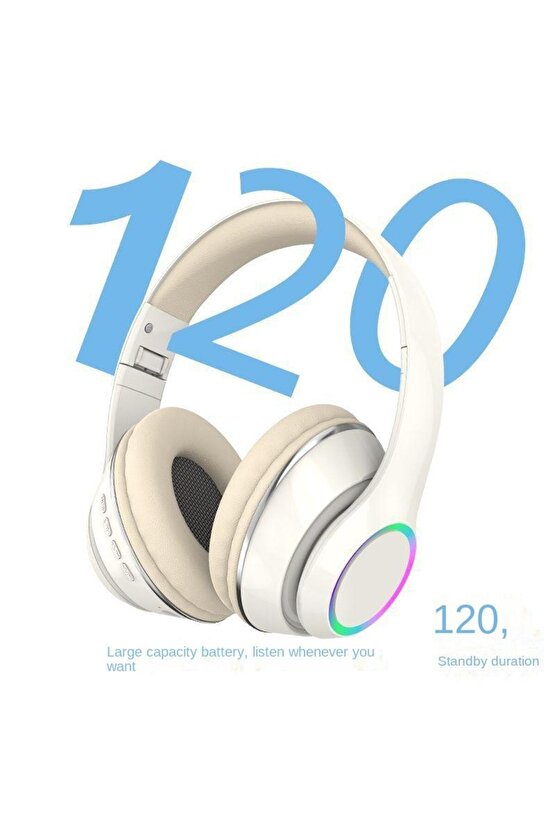 P101 BLUETOOTH KULAKLIK 5.3 HEADPHONE ŞARJLI RGB LED IŞIKLI FM RADYO SD KART TYPE C ŞARJ Uyumlu