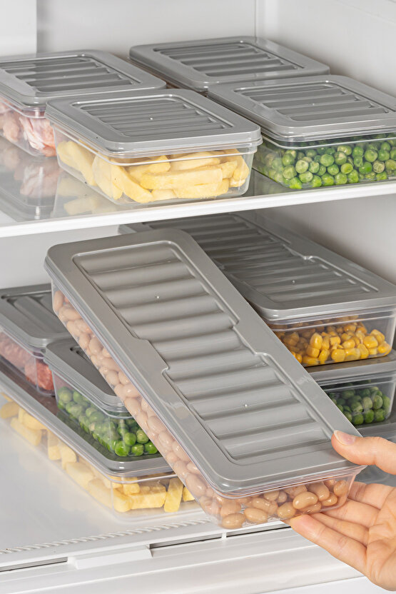 2li Buzdolabı Düzenleyici Organizer Mikrodalga Ve Difrize Uygun Saklama Kabı Antrasit 2 x 2400 ml