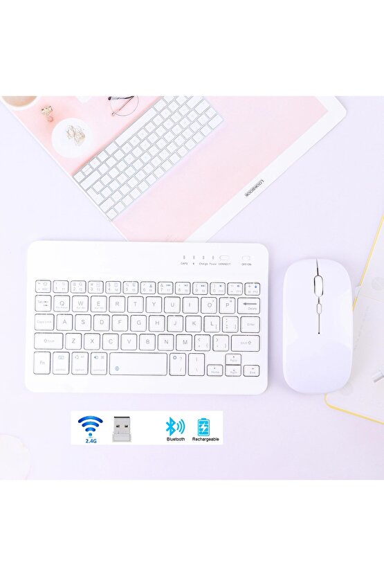 BLUETOOTH + USB WİRELESS KLAVYE MOUSE SETİ SESSİZ ŞARJLI BT+USB MOUSE & KEYBOARD SET