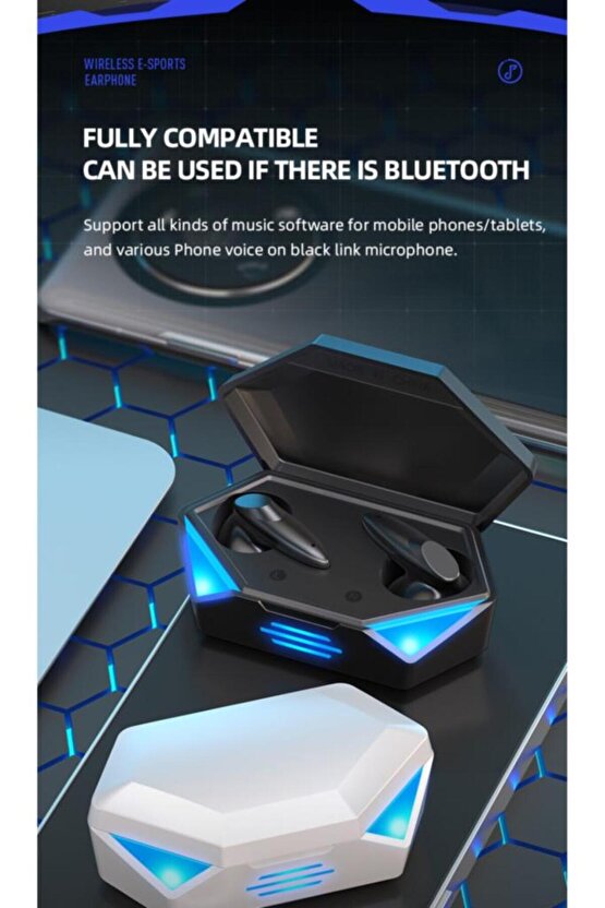 Oyuncu Kulaklığı Kablosuz Kulakiçi Rgb Işıklı Çift Mikrofonlu 3 Modlu Bluetooth 5.2 Tg-g20