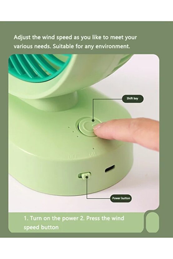 Masaüstü Şarjlı Fan 3 Kademeli Taşınabilir Vantilatör Serinletici Mini Klima Fan