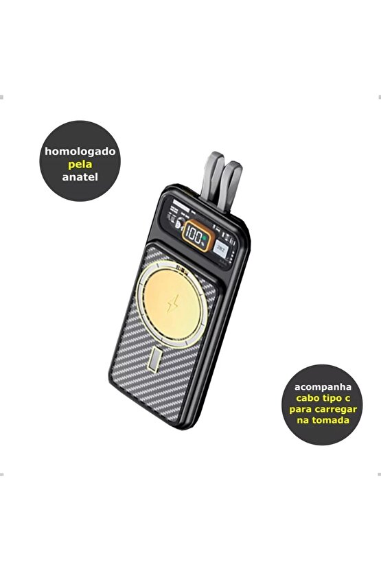 10000MAH 15W WİRELESS MAGSAFE KABLOSUZ ŞARJ ÖZELLİKLİ TAŞINABİLİR ŞARJ ALETİ LCD EKRANLI